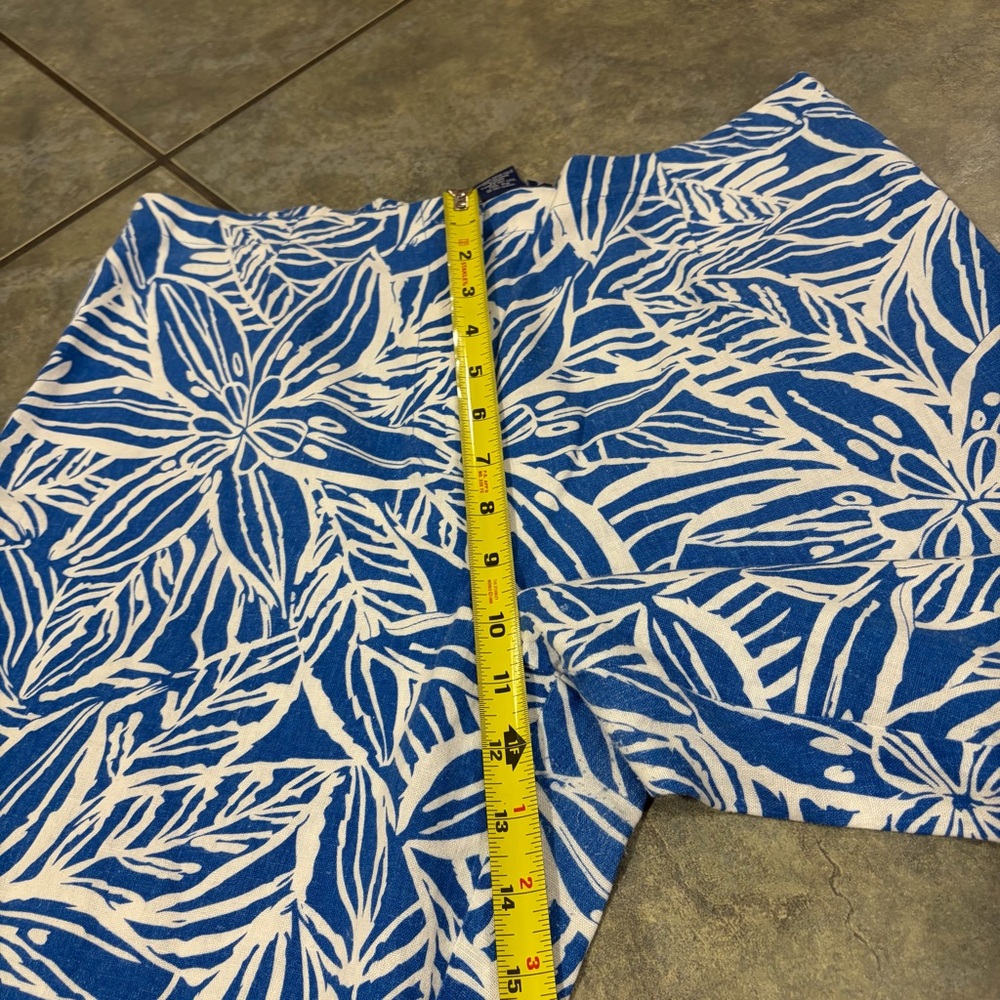 CATHERINE Stewart Blue White Elegant Florals Suit Set Top Sz XL Pant Sz L - Picture 15 of 16
